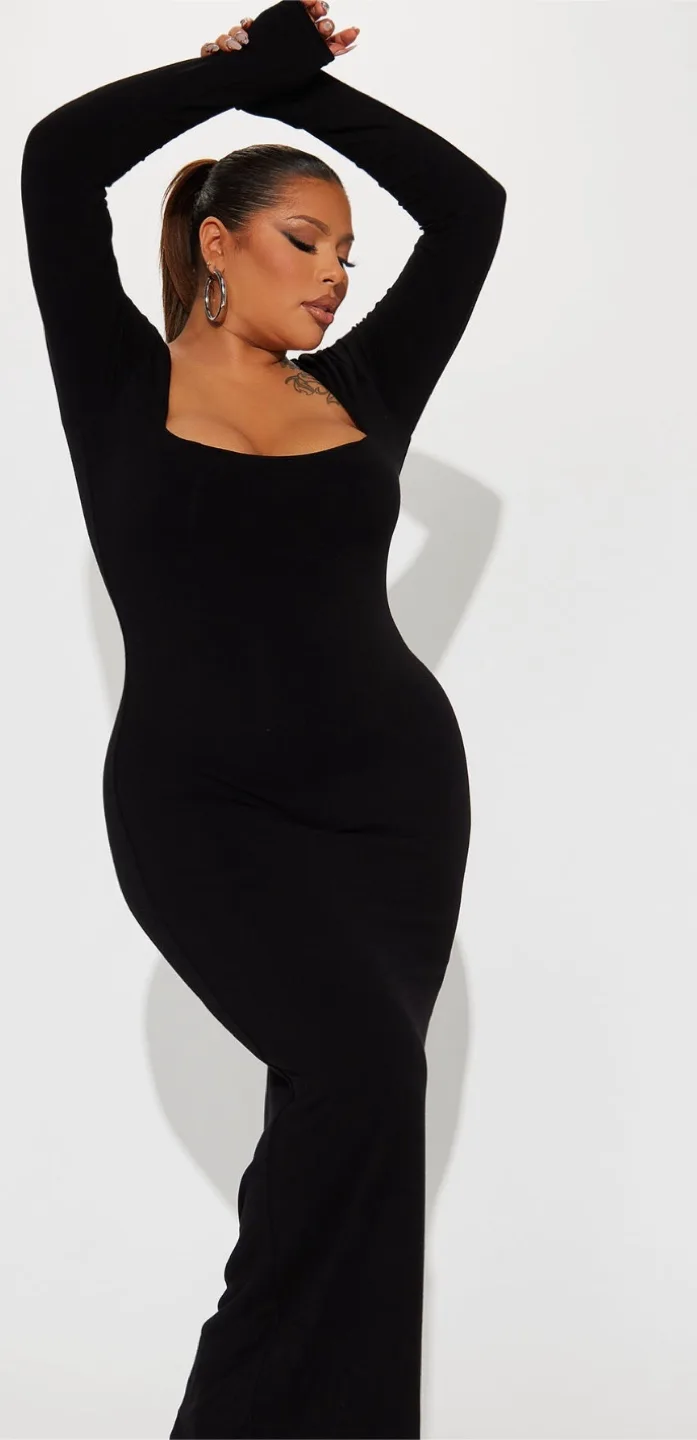 Black Long Sleeve Maxi Dress thumbnail