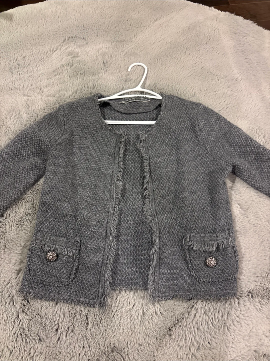 Angela Davis Grey Knit Cardigan thumbnail