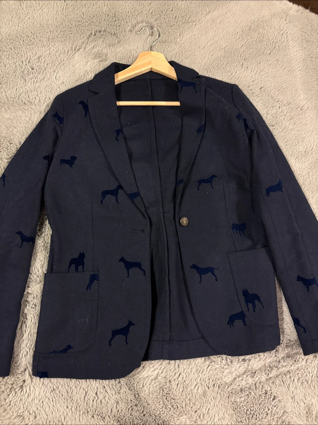 Dog Print Blazer - Navy Blue thumbnail