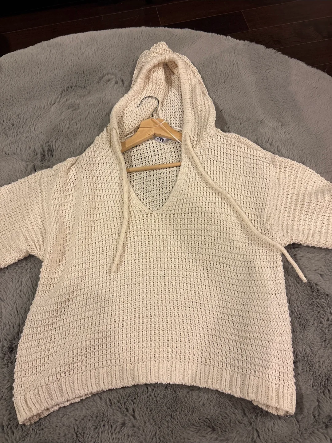 Zara Knit Hoodie - Cream thumbnail