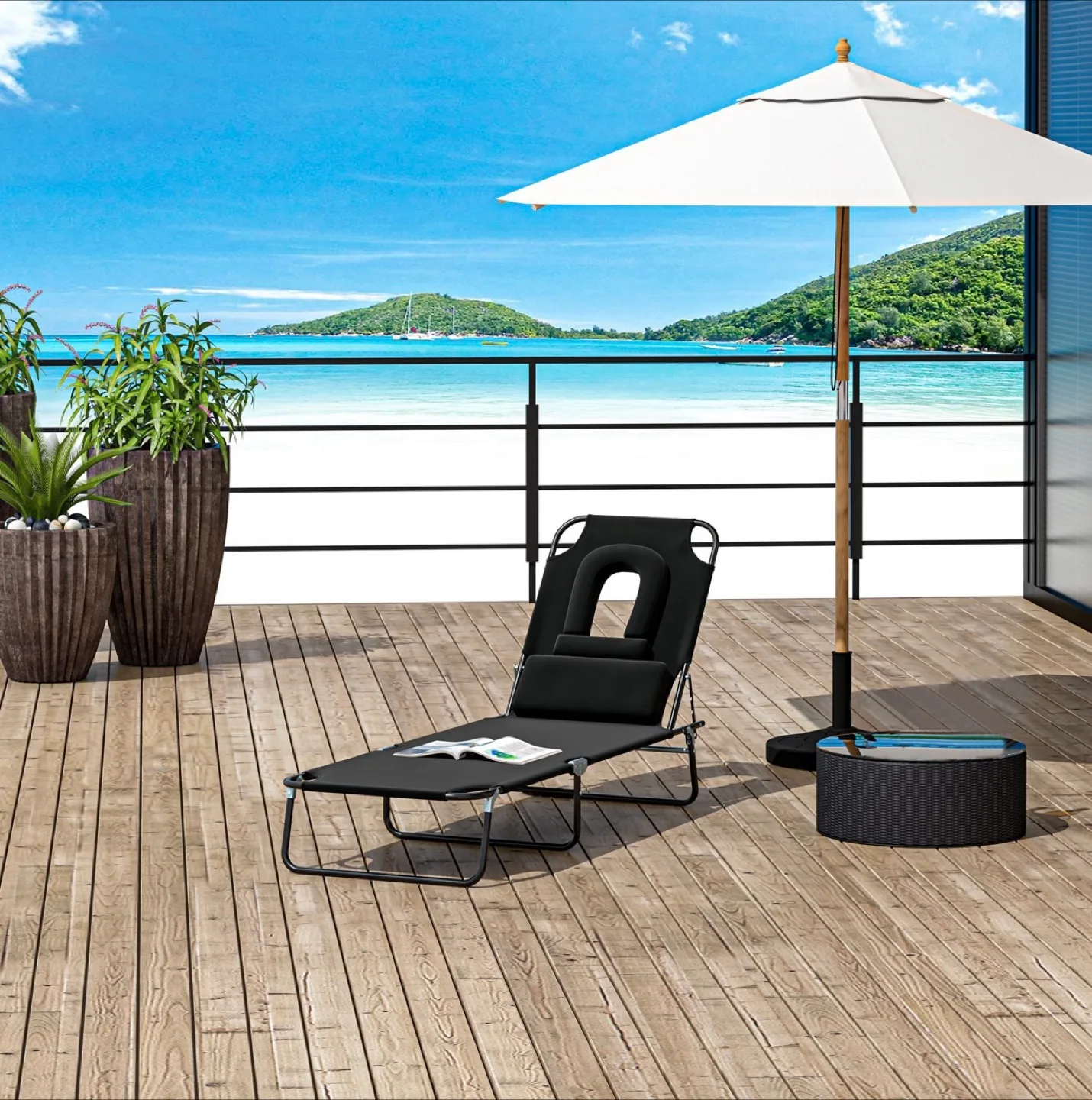 Folding Outdoor Lounge Chair. New. thumbnail