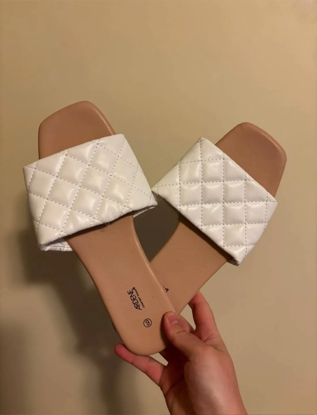 Ardene White Quilted Slides - thumbnail