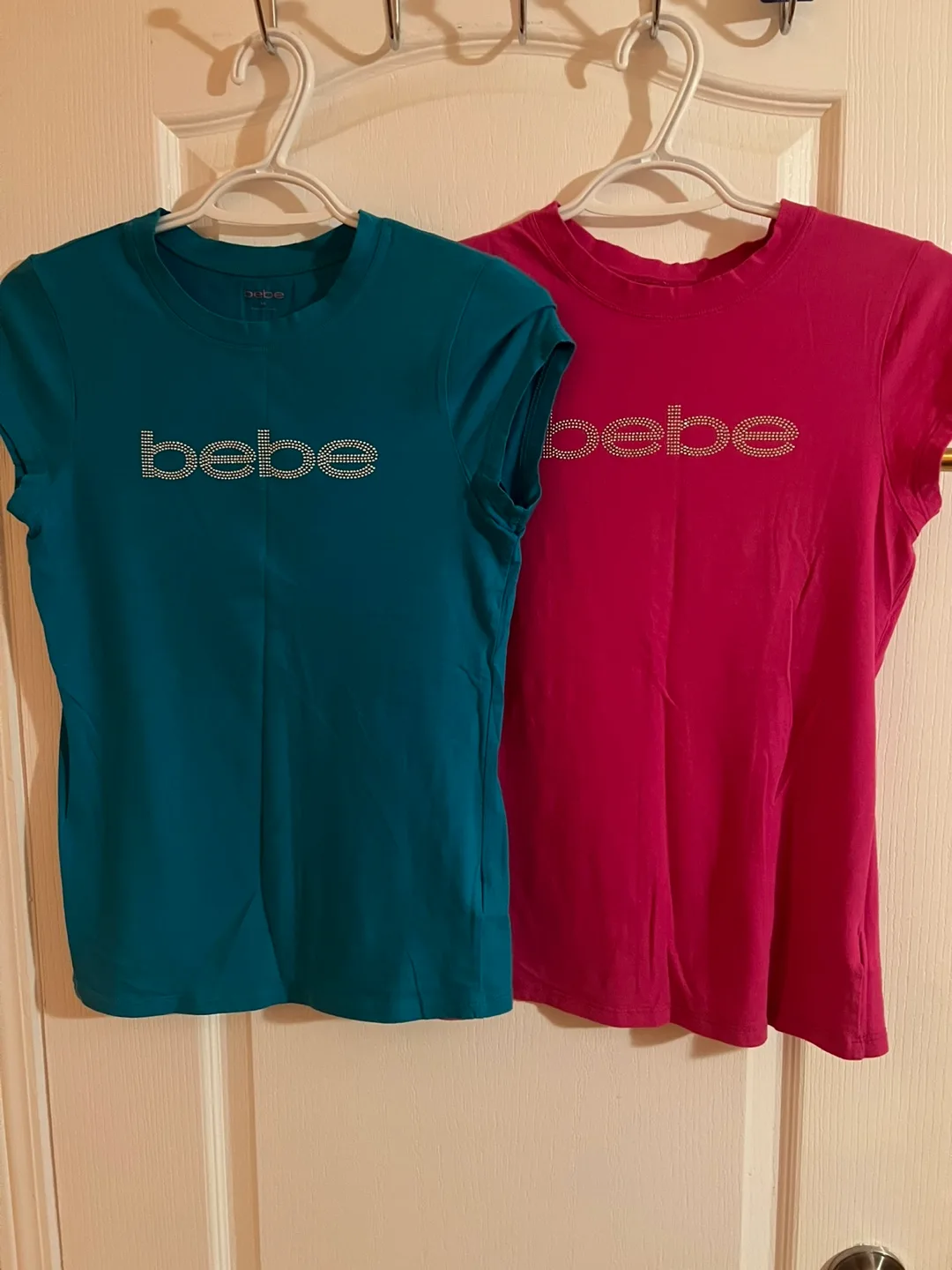 Bebe Logo T-Shirts - Teal & Pink thumbnail