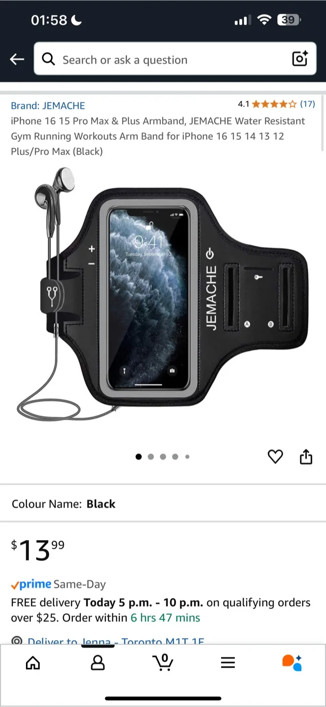 JEMACHE iPhone 16/15 Pro Max Armband - Black thumbnail