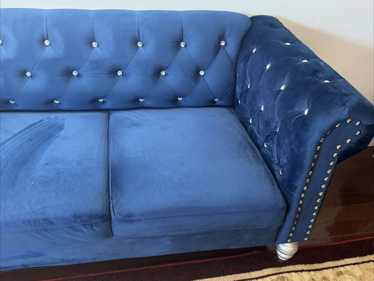 Blue Velvet Chesterfield Style Sofa - photo 3