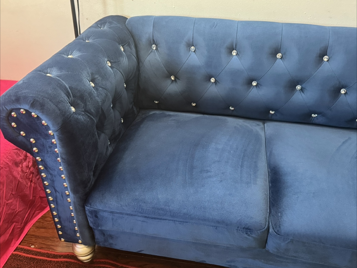 Blue Velvet Chesterfield Style Sofa - photo 5