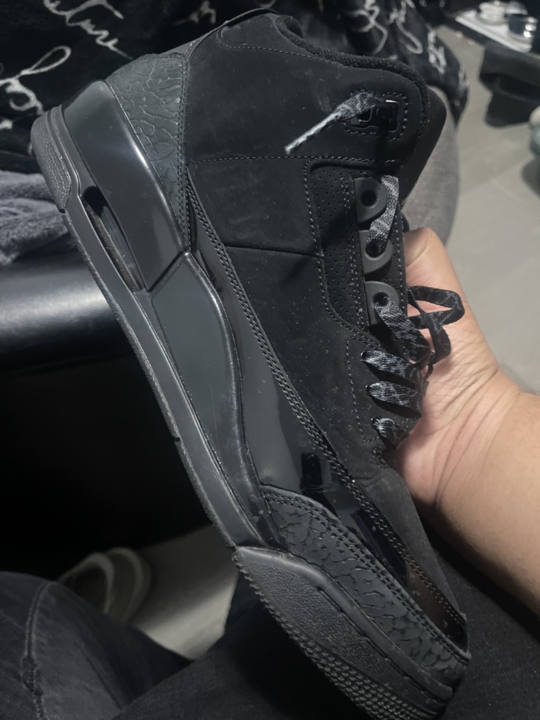 (Size 13 men) Air Jordan 3 Retro Black cats - photo 5
