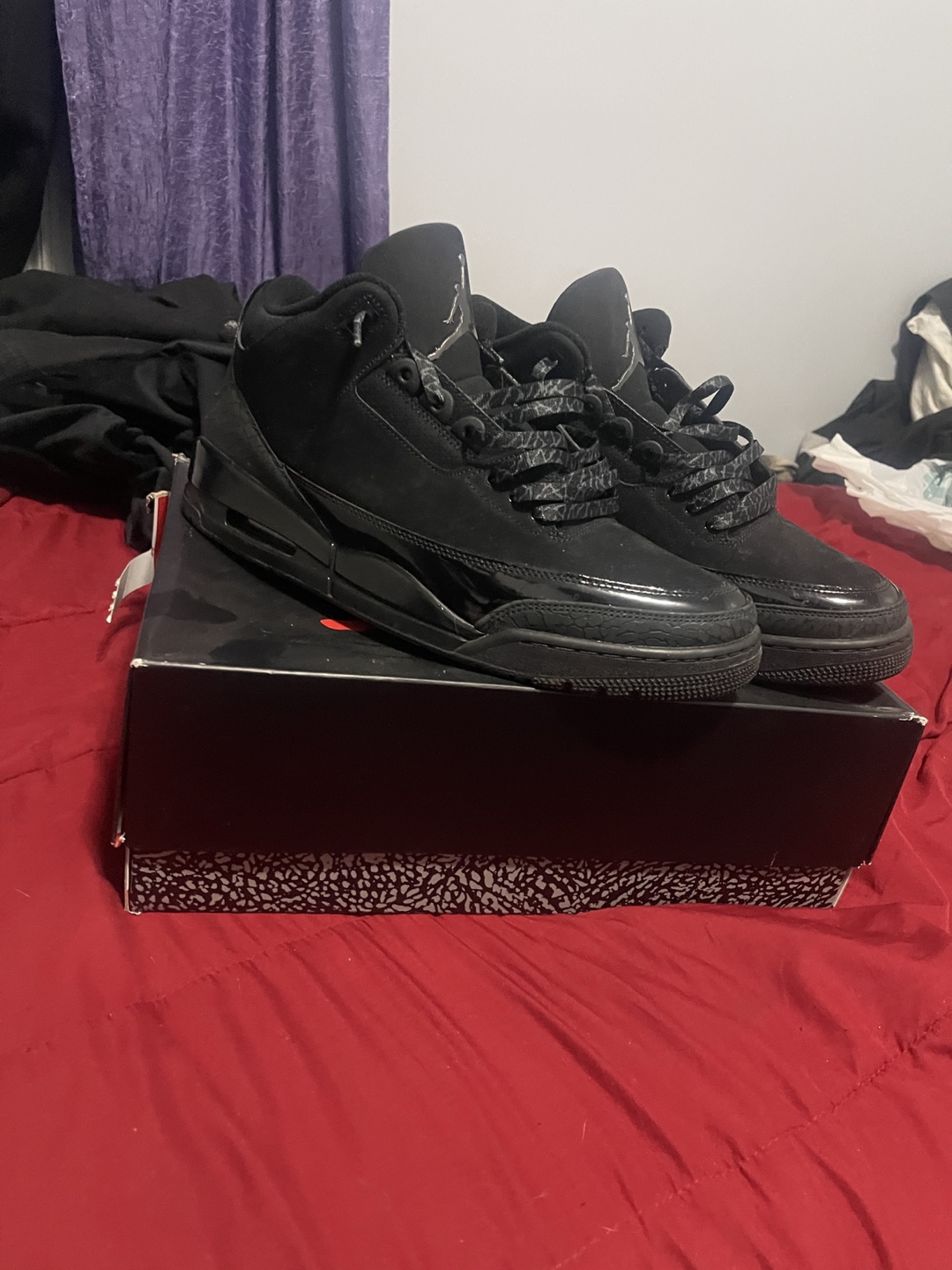 (Size 13 men) Air Jordan 3 Retro Black cats
