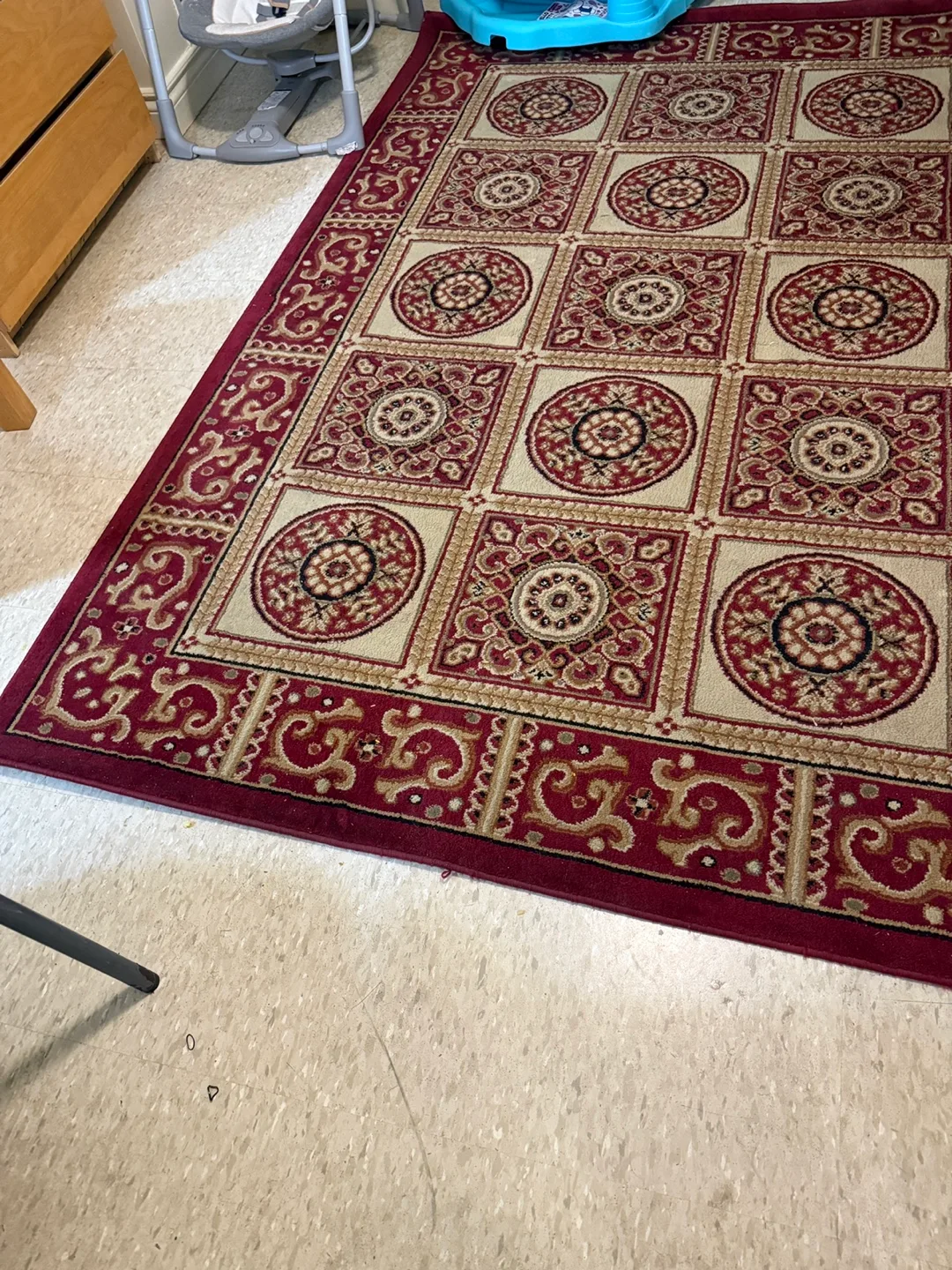 Patterned Area Rug - Red & Beige thumbnail