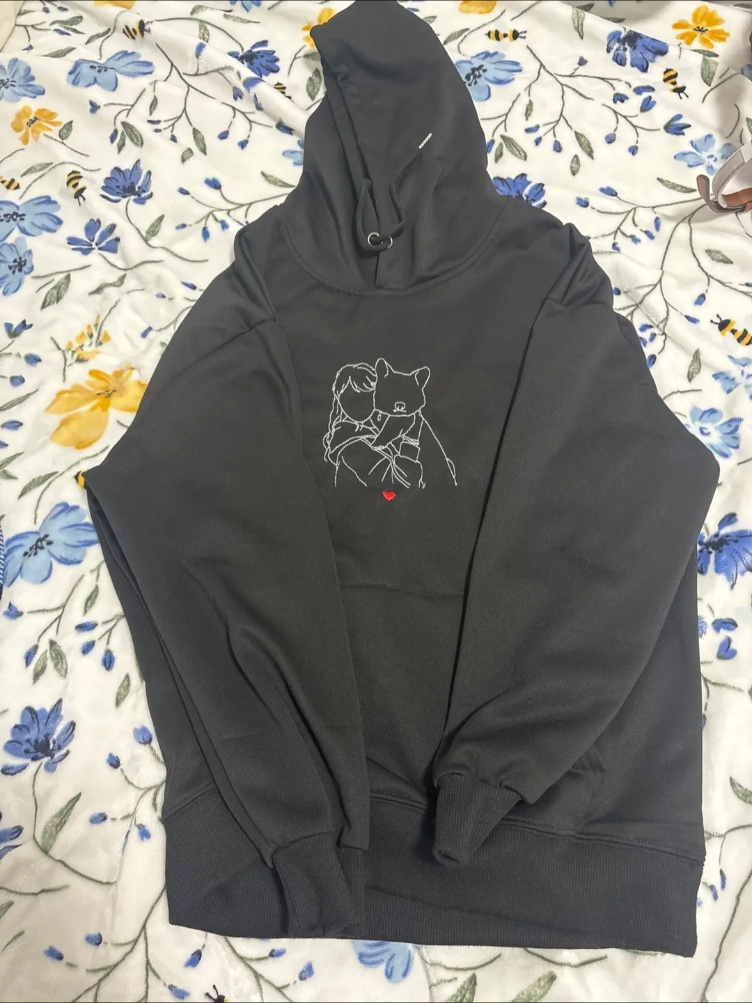 Black Hoodie with Embroidered Design thumbnail