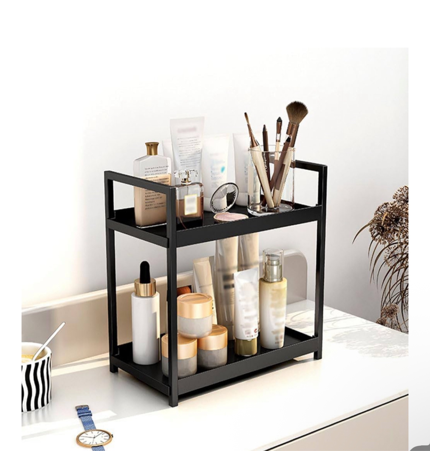 Black 2-Tier Bathroom/Makeup organiser