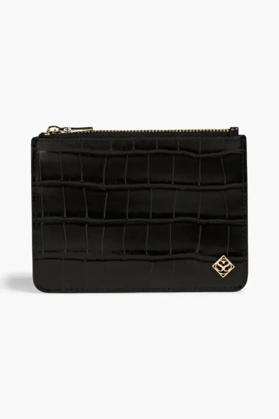 Sandro Croc Embossed Black Leather Cardholder Coin Pouch Walllet thumbnail