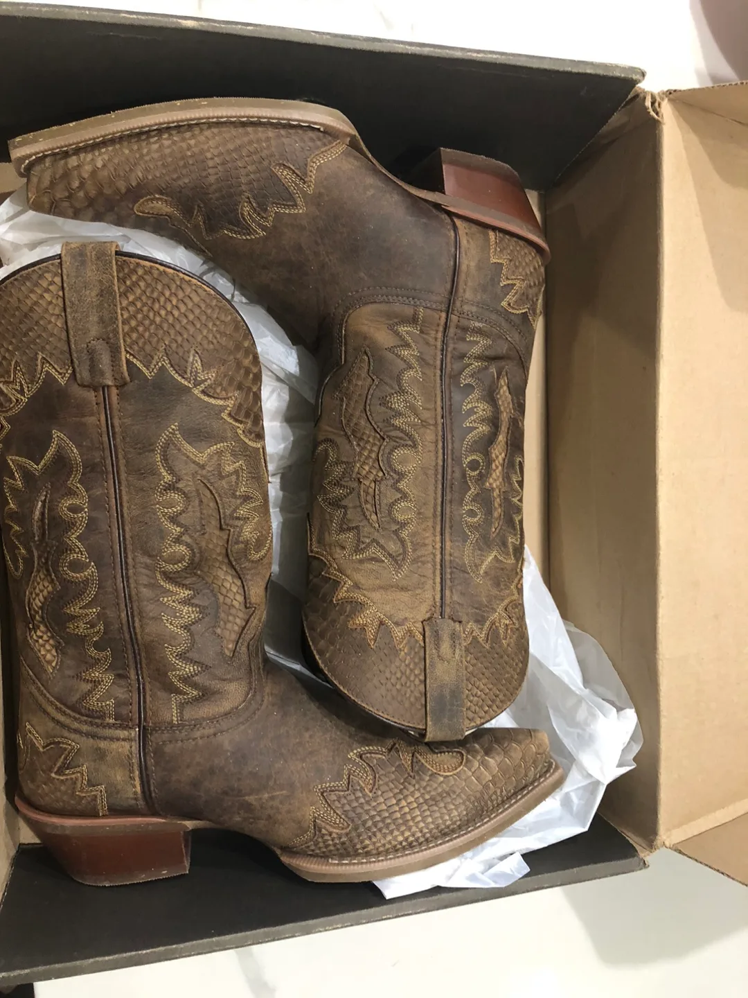 Men’s Laredo Lexington Leather Cowboy Boots size 10 extra wide thumbnail