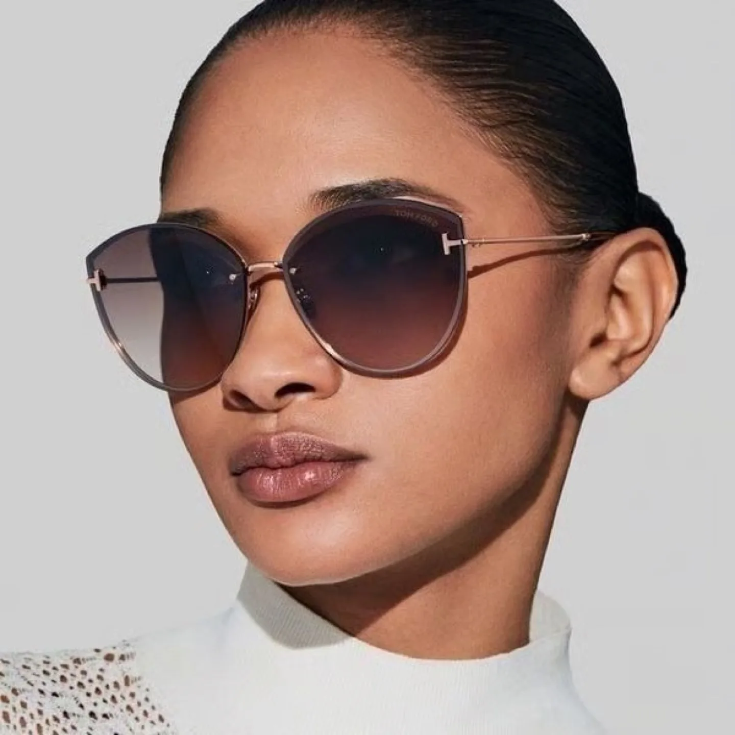 Tom Ford Evangeline TF1106 Shiny Rose Gold Sunglasses thumbnail