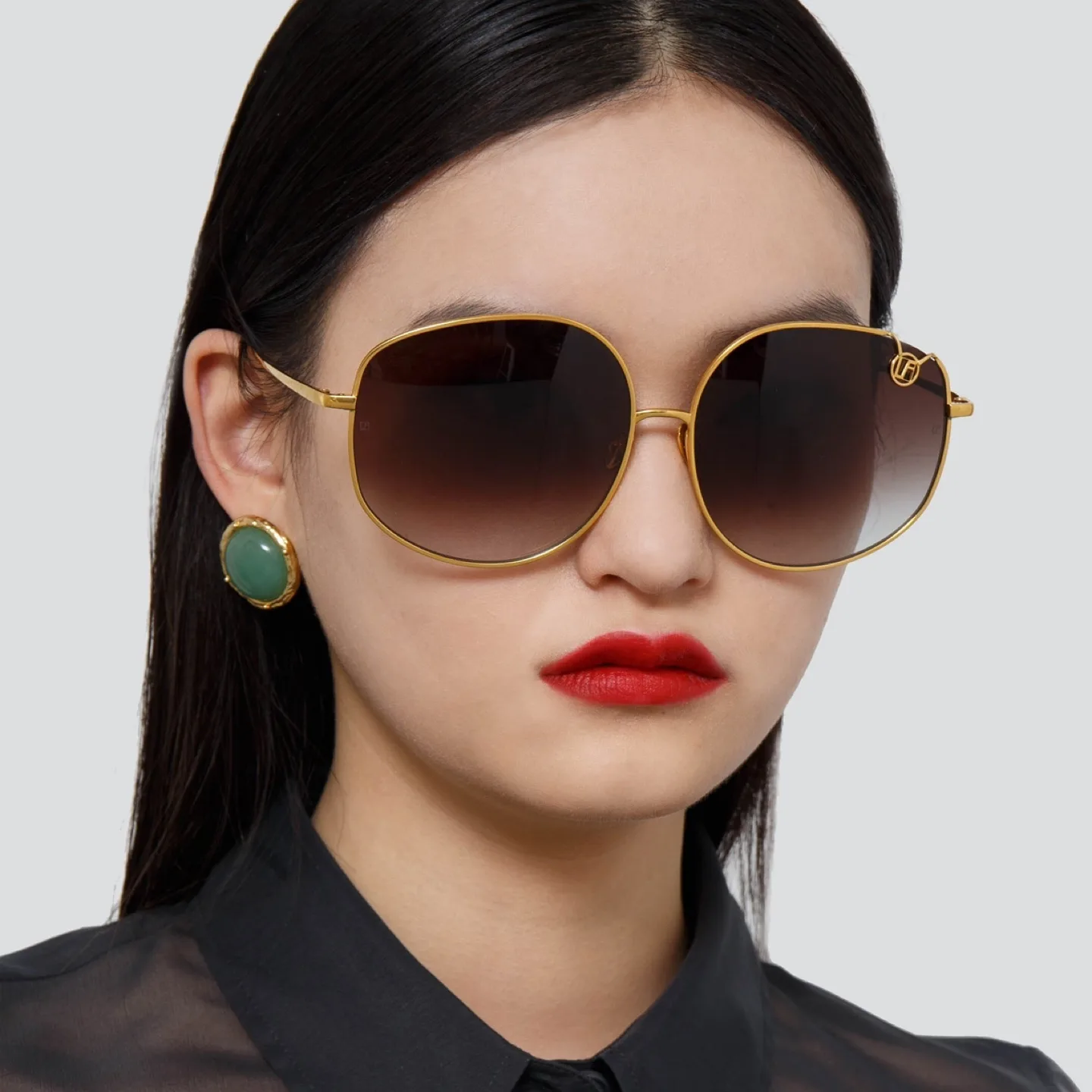 Linda Farrow Marisa 22k Gold Plated Oversized Sunglasses thumbnail