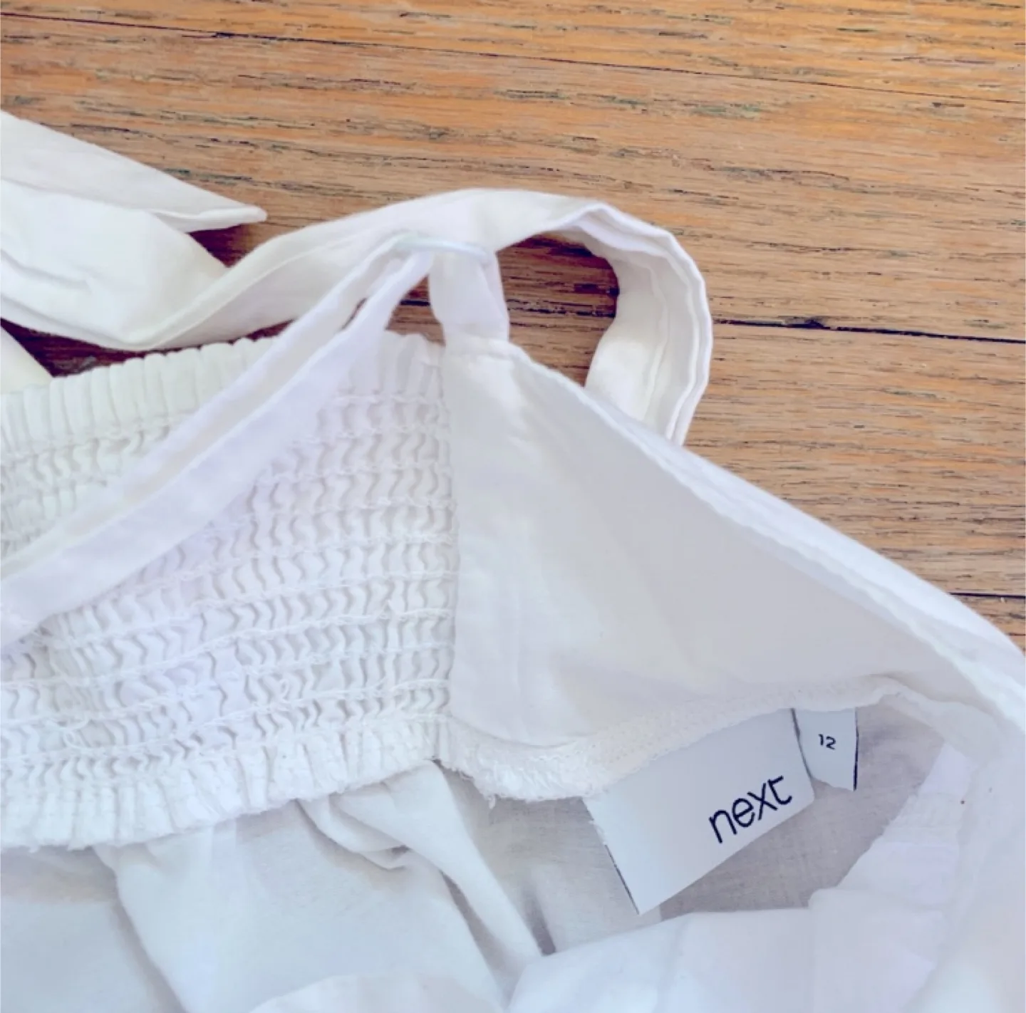 Sweet White Eyelet Tank Top with Bow Tie Straps image indicator(6)