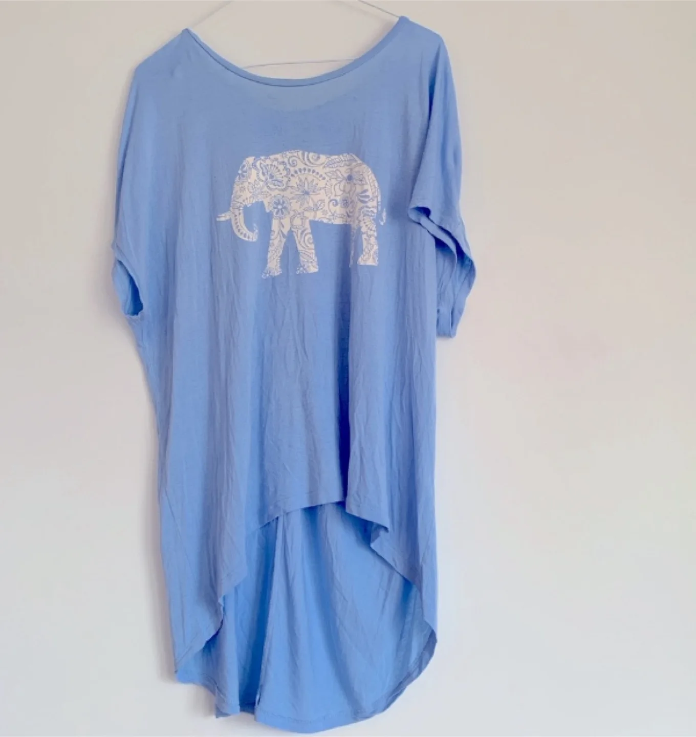 Vintage Baby Blue Oversized Elephant Print T-Shirt image indicator(2)
