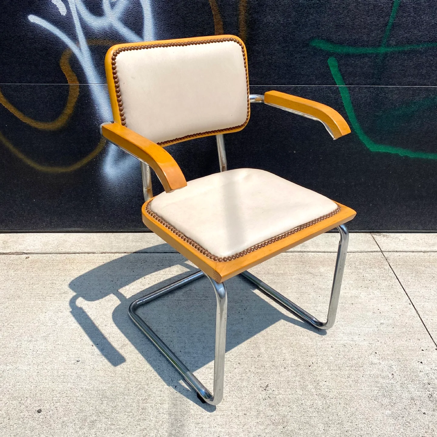 Vintage Wood & Chrome Armchair thumbnail
