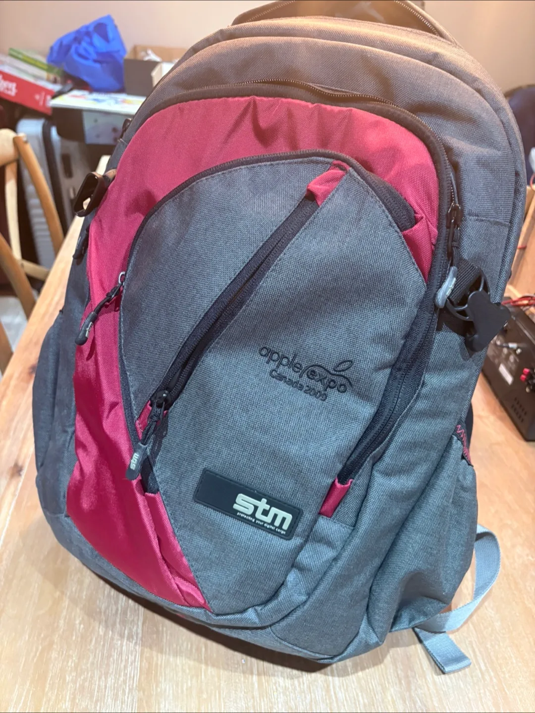 STM Backpack - Grey and Red thumbnail
