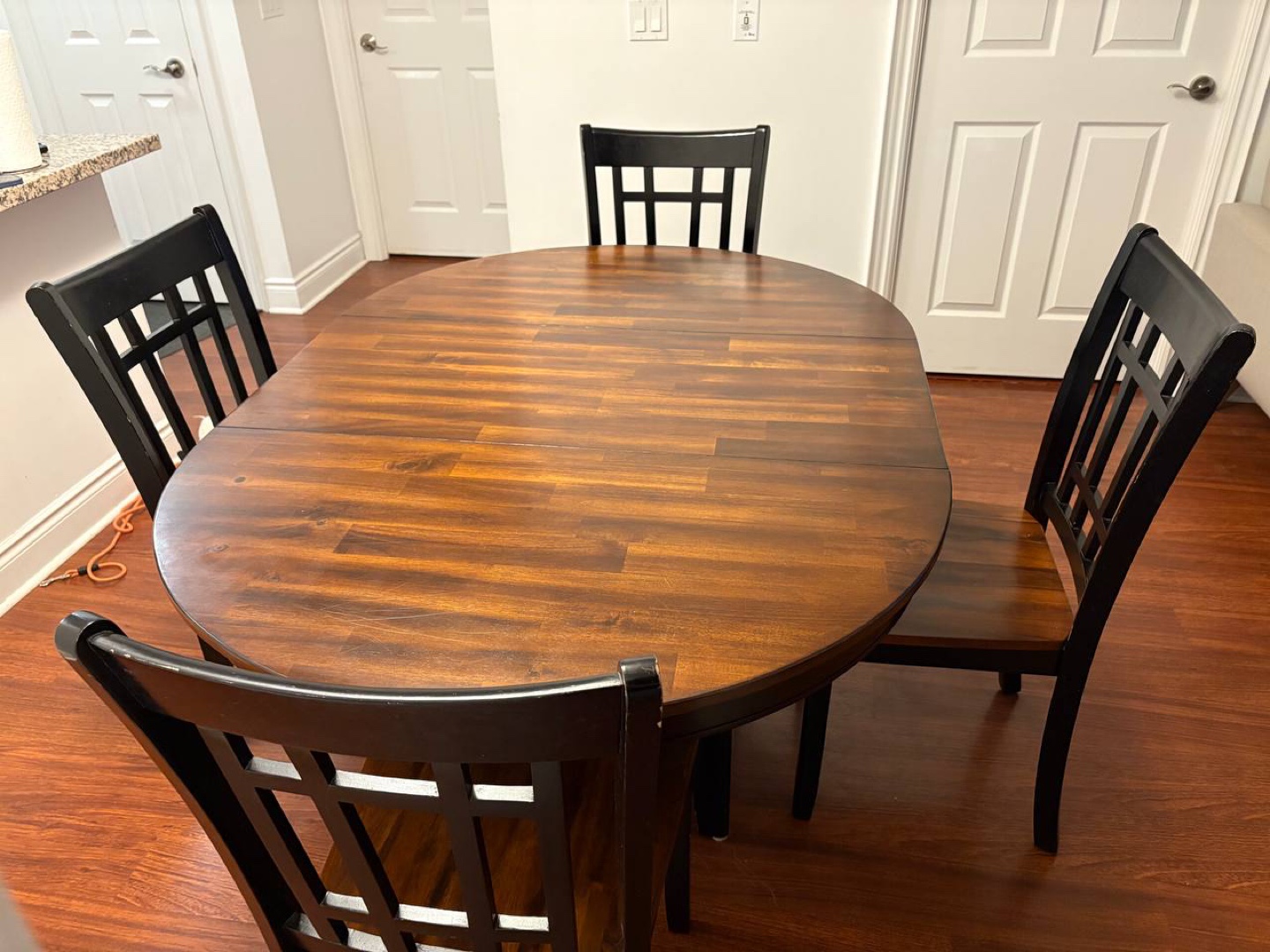 Dining Table with 4 Chairs - Wood and Black - photo 2