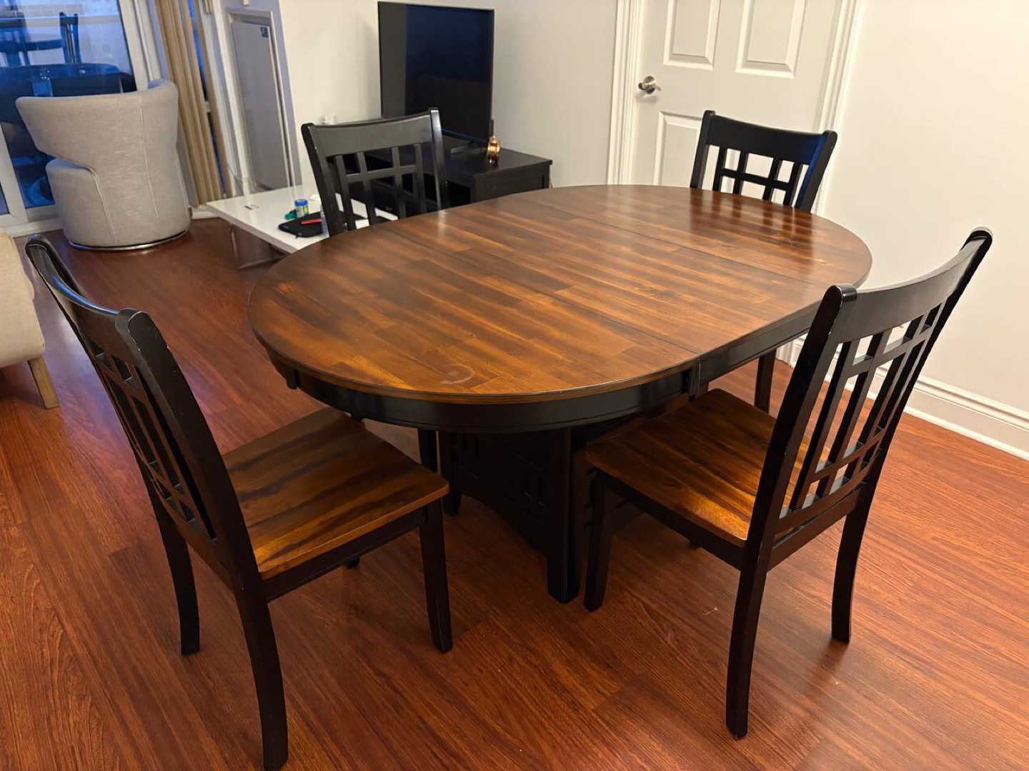 Dining Table with 4 Chairs - Wood and Black
