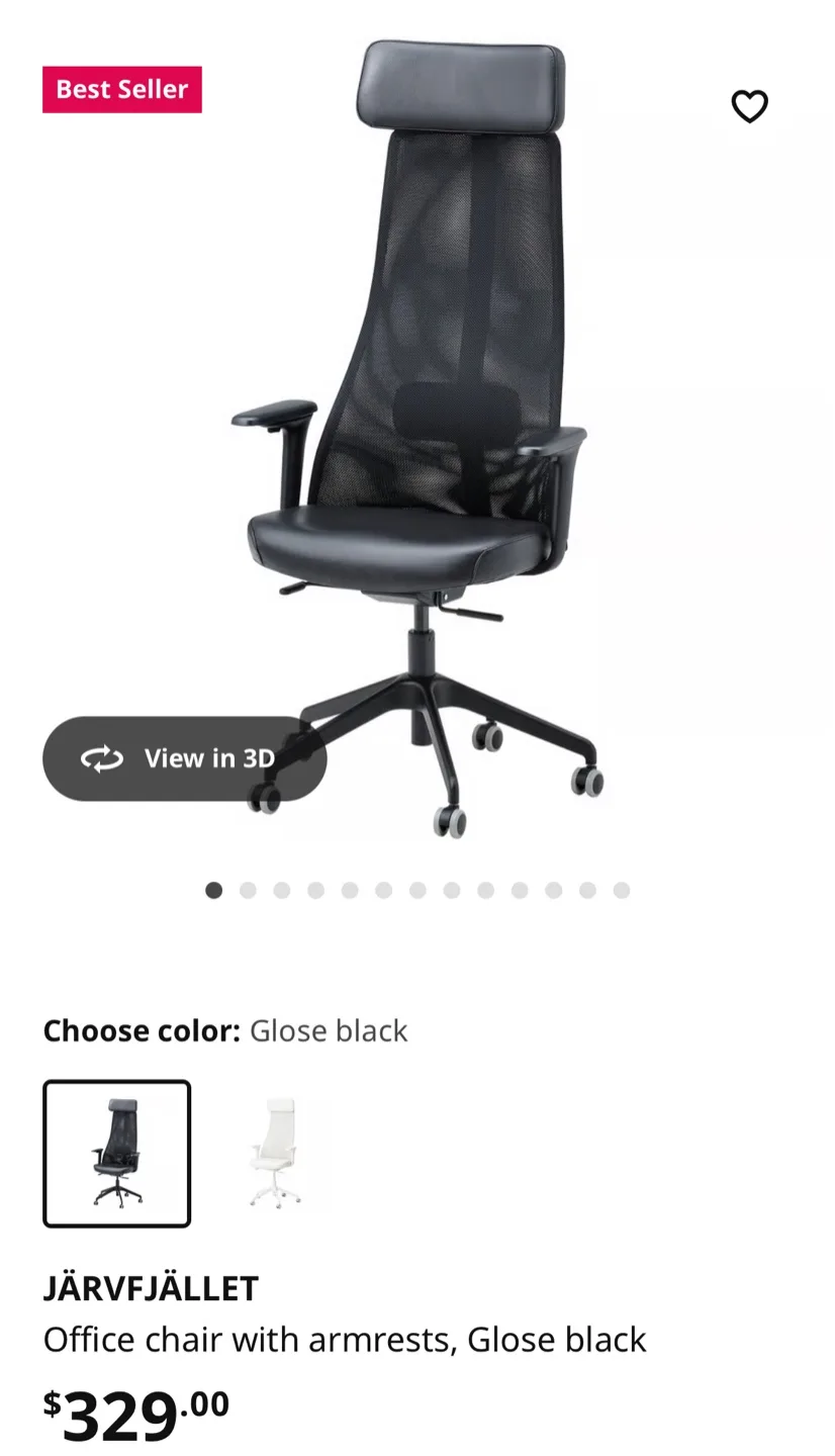 IKEA JÄRVFJÄLLET Office Chair - Black thumbnail