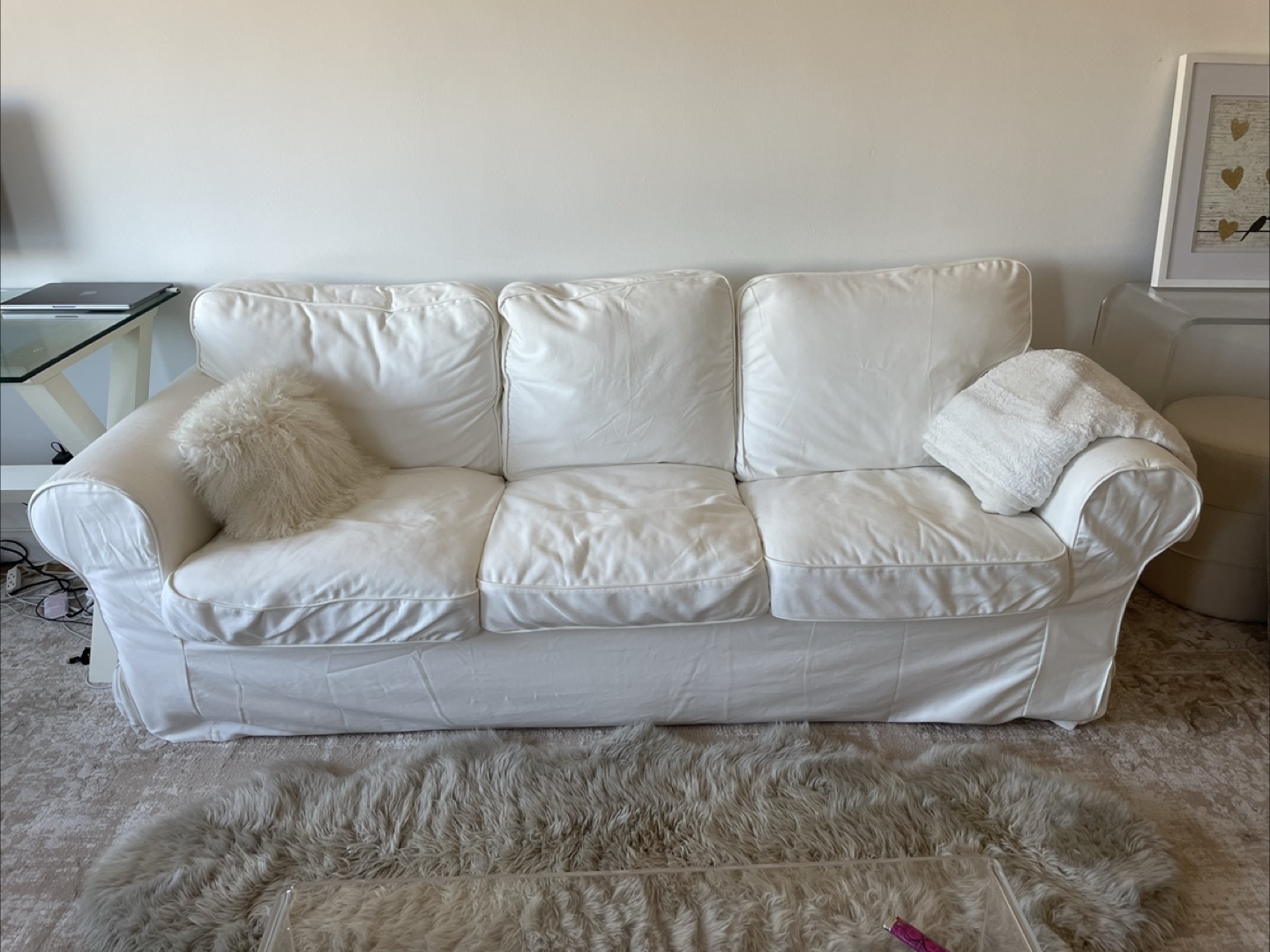 IKEA Ektorp Sofa White Three-Seat Sofa