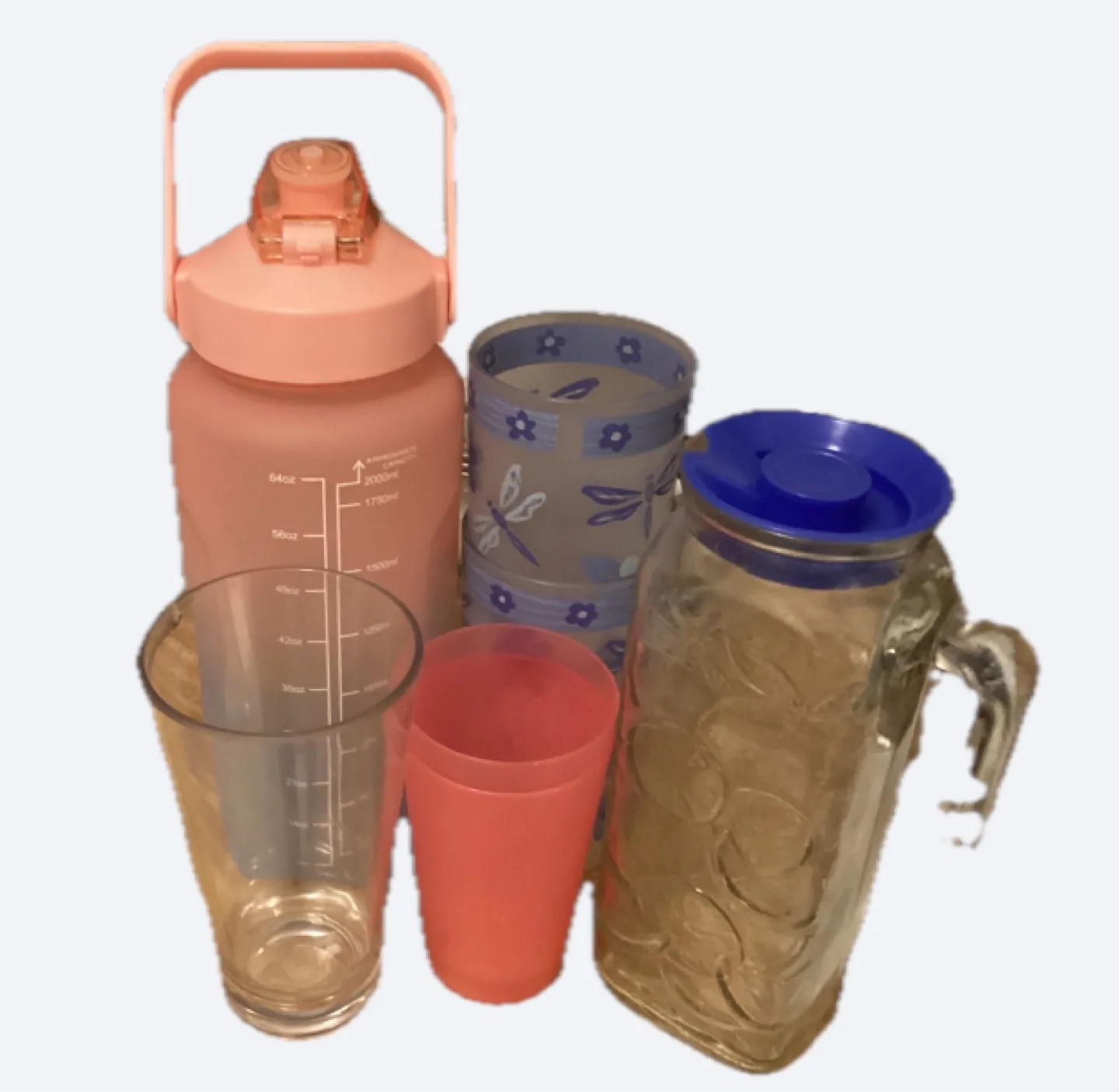 Assorted Drinkware: Pitcher, Water Bottle, Cups thumbnail