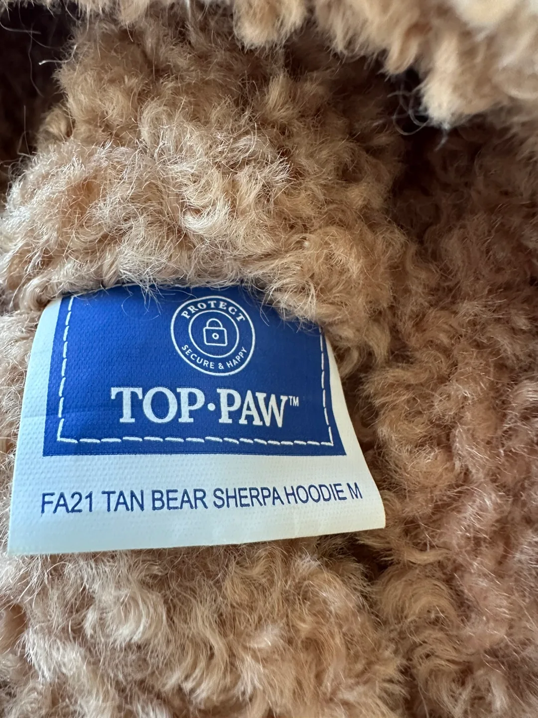 Top Paw Tan Bear Sherpa Hoodie - Size M thumbnail