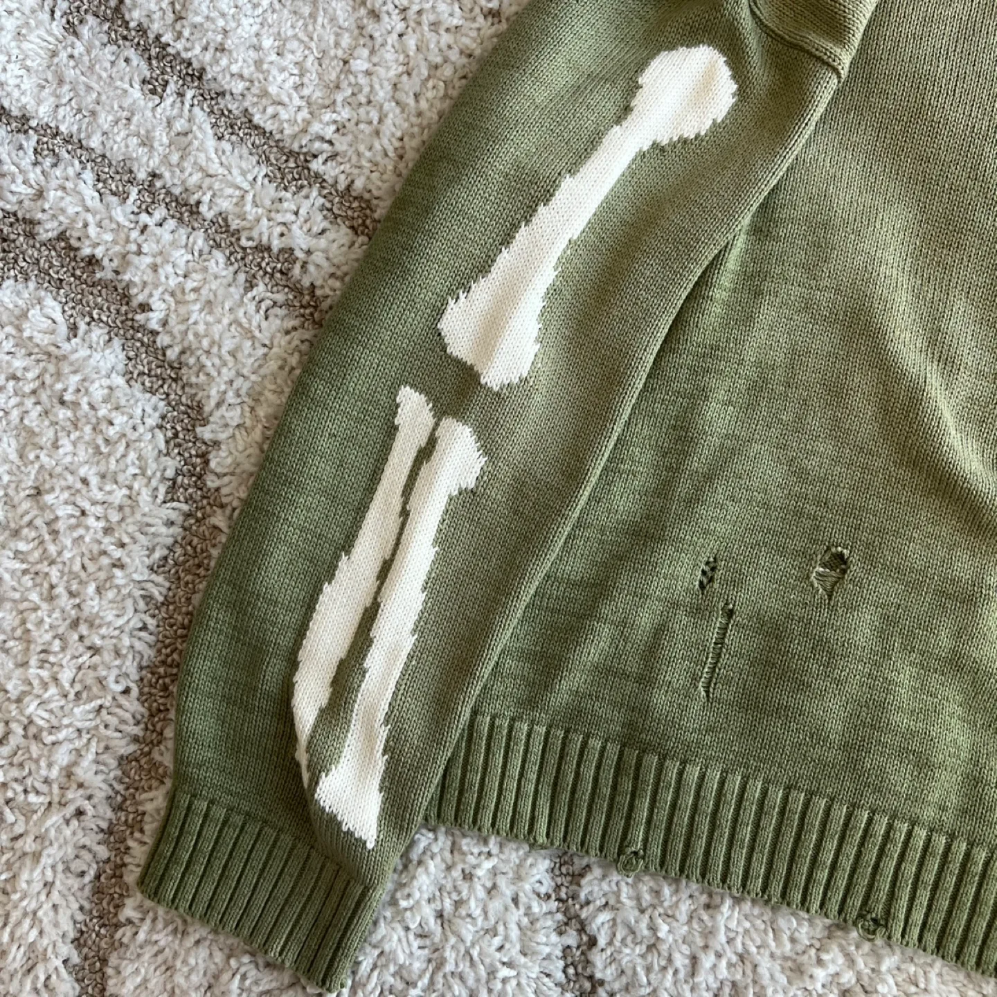 Kapital 5G Bone Knit Crew Sweater Khaki image indicator(5)