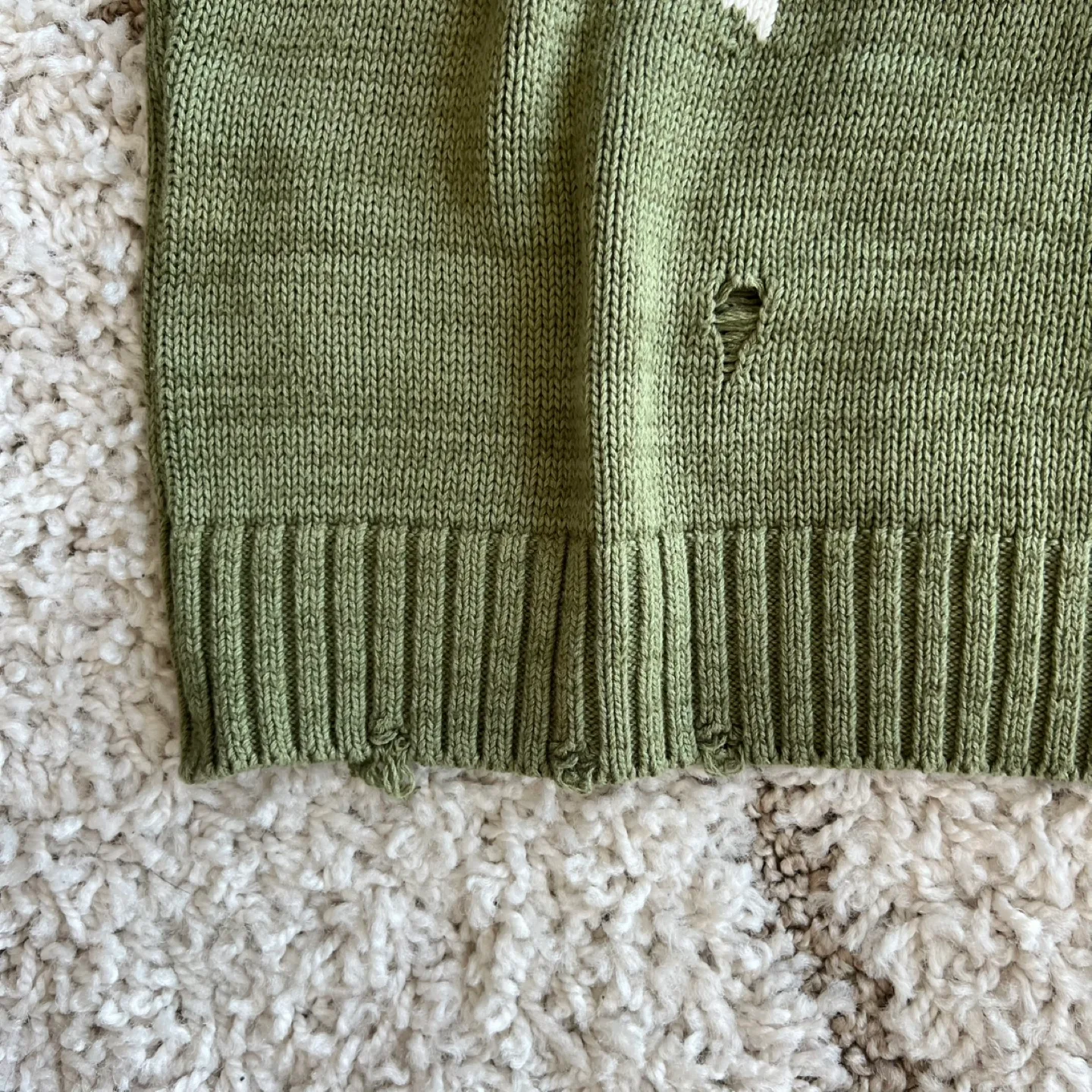 Kapital 5G Bone Knit Crew Sweater Khaki image indicator(7)