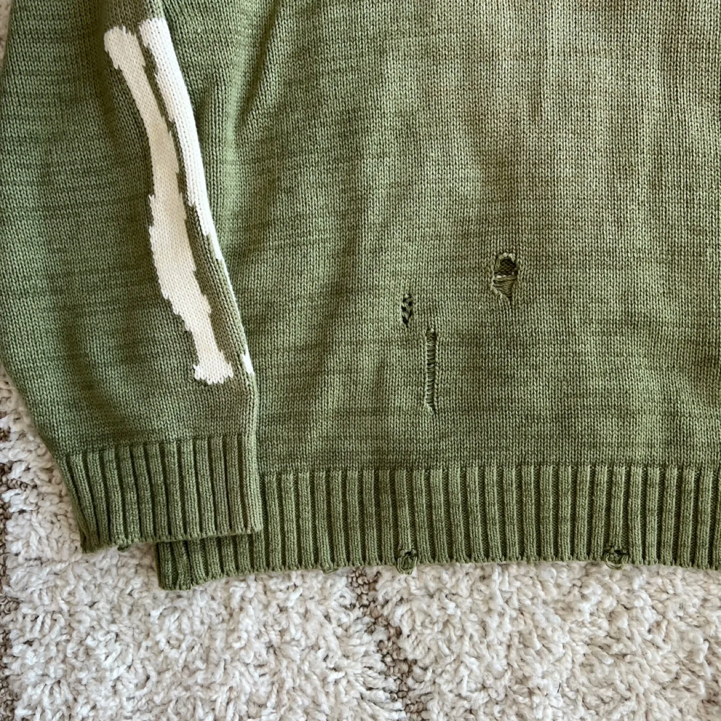 Kapital 5G Bone Knit Crew Sweater Khaki image indicator(4)