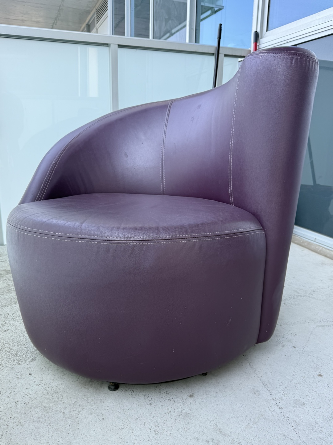 Purple Leather Swivel Accent Chair - photo 3