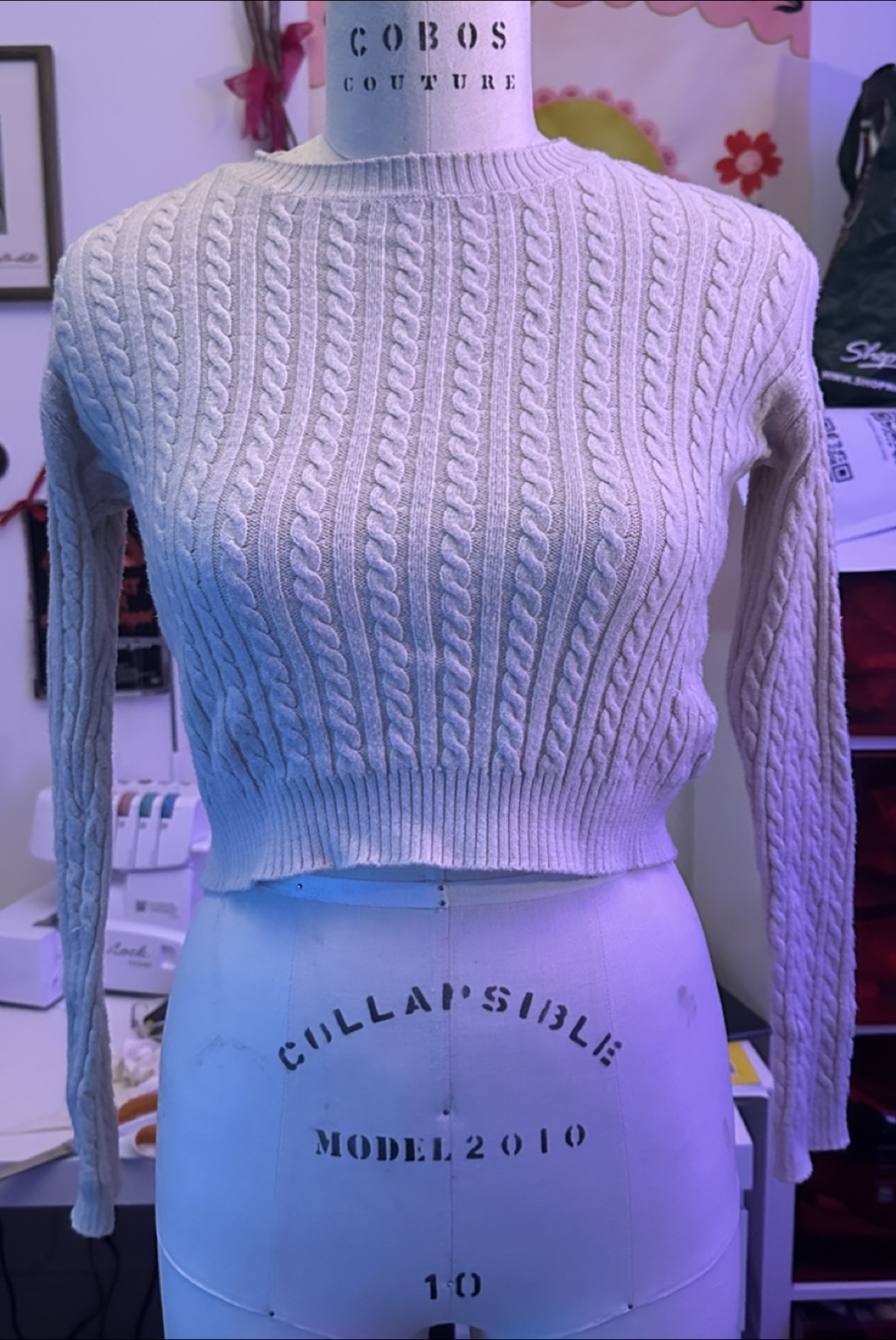Cable Knit Cropped Sweater
