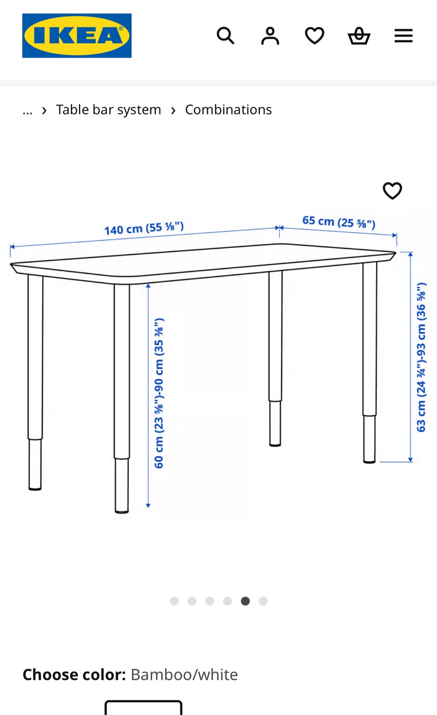 IKEA Table - Bamboo/White - 55 1/8" - photo 3