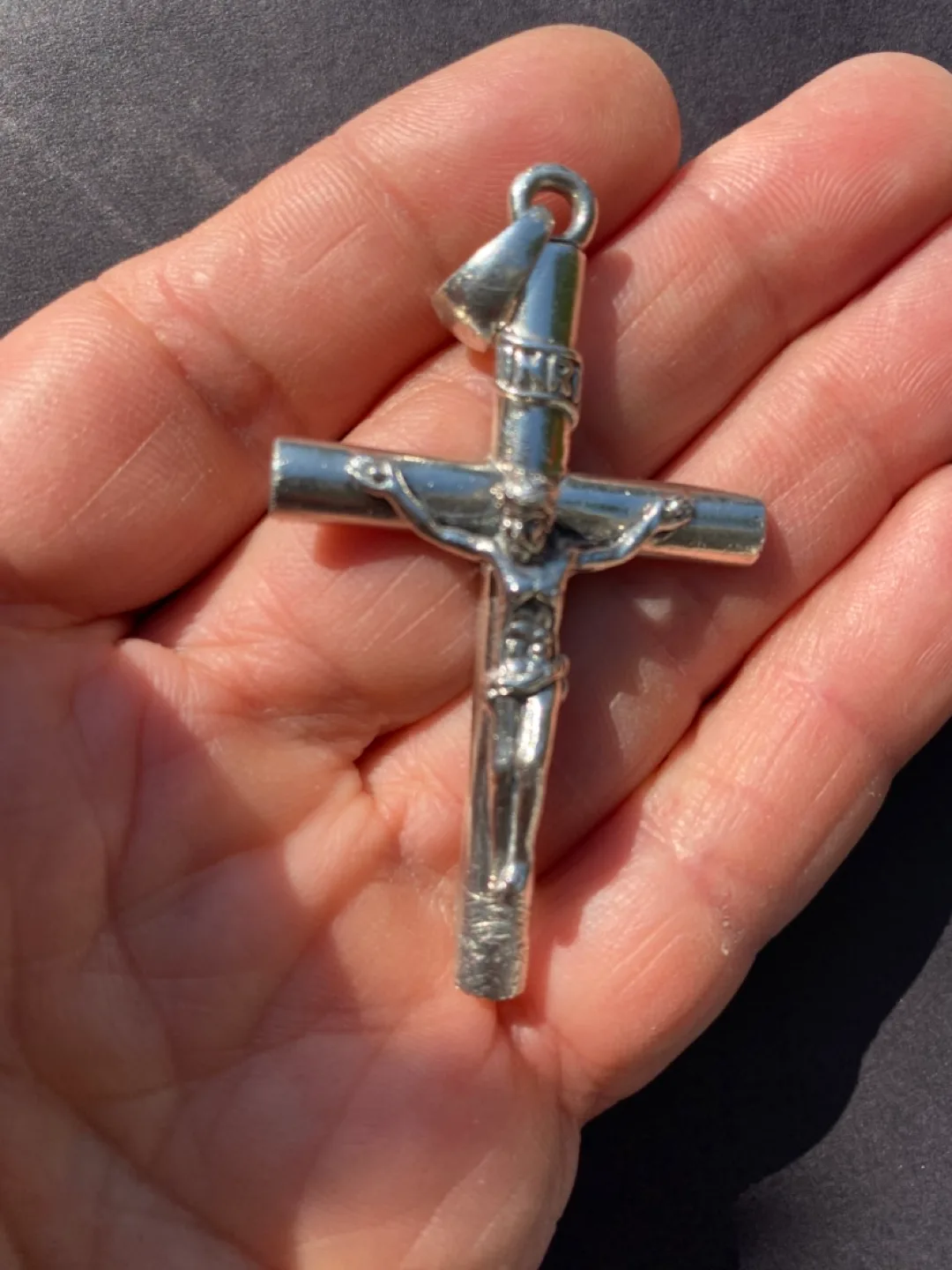 Vintage Stunning Large Silver Crucifix Pendant thumbnail