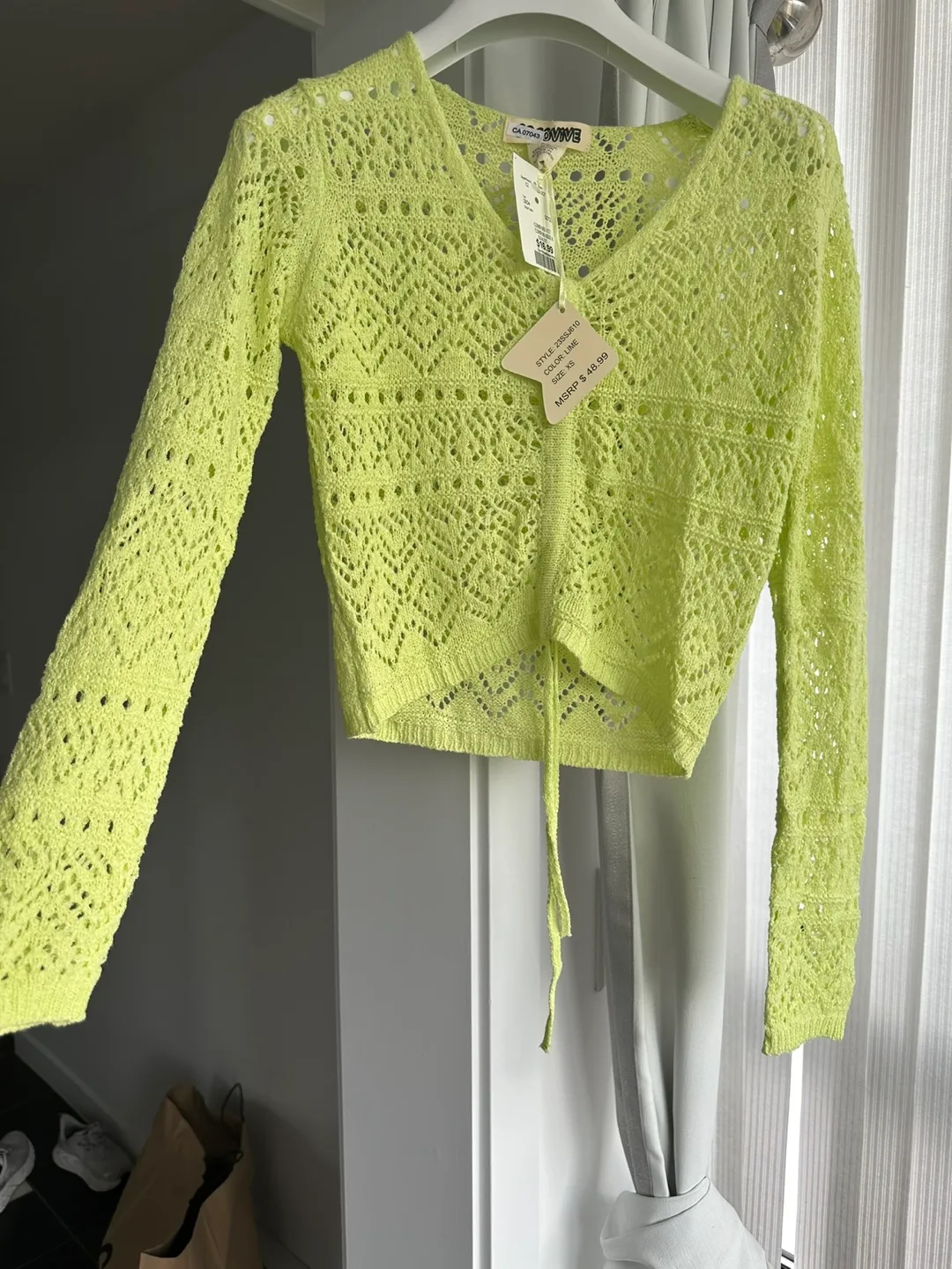 Ovive Lime Green Knit Top - Size XS thumbnail