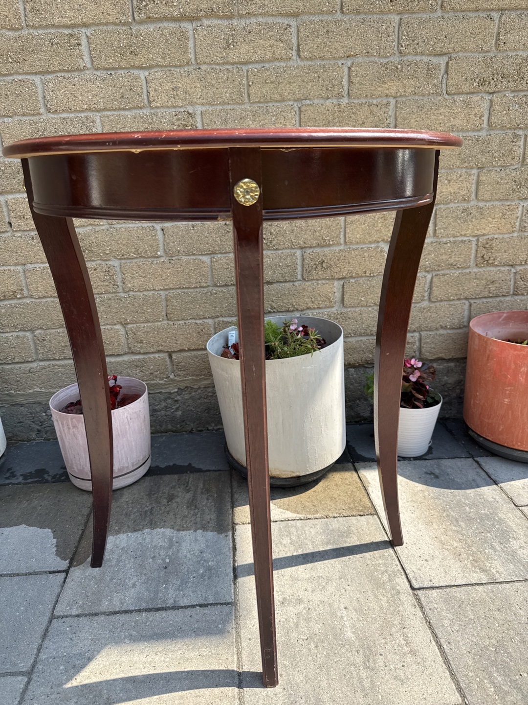 Mahogany Brown Half-Round Accent Table - photo 3
