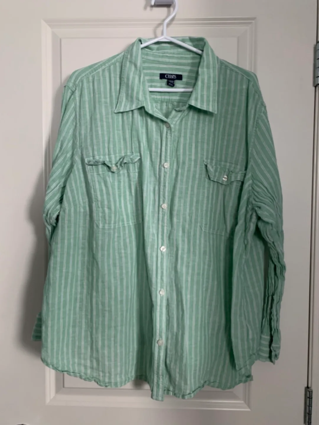 CHAPS 3X Green Striped Shirt thumbnail