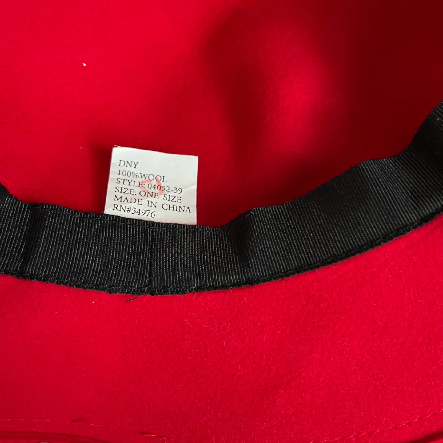 DNY Red 100% Wool British Style Boater Hat One Size image indicator(4)