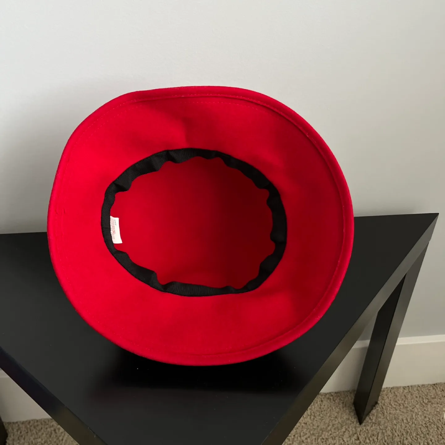 DNY Red 100% Wool British Style Boater Hat One Size image indicator(3)