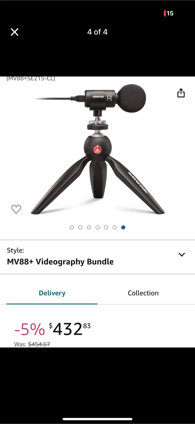 Shure MV88+ Video Kit with Manfrotto PIXI Tripod image indicator(3)