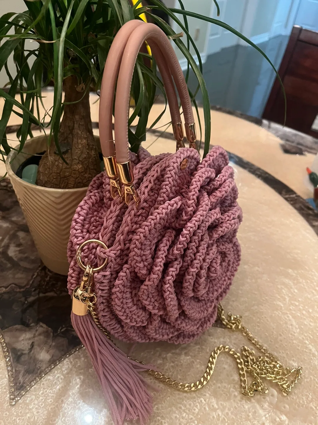 Handmade Crochet Rose Bag image indicator(6)