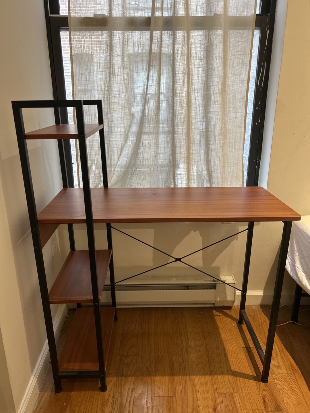 MOVEOUT SALE: Brown Desk with Black Metal Frame