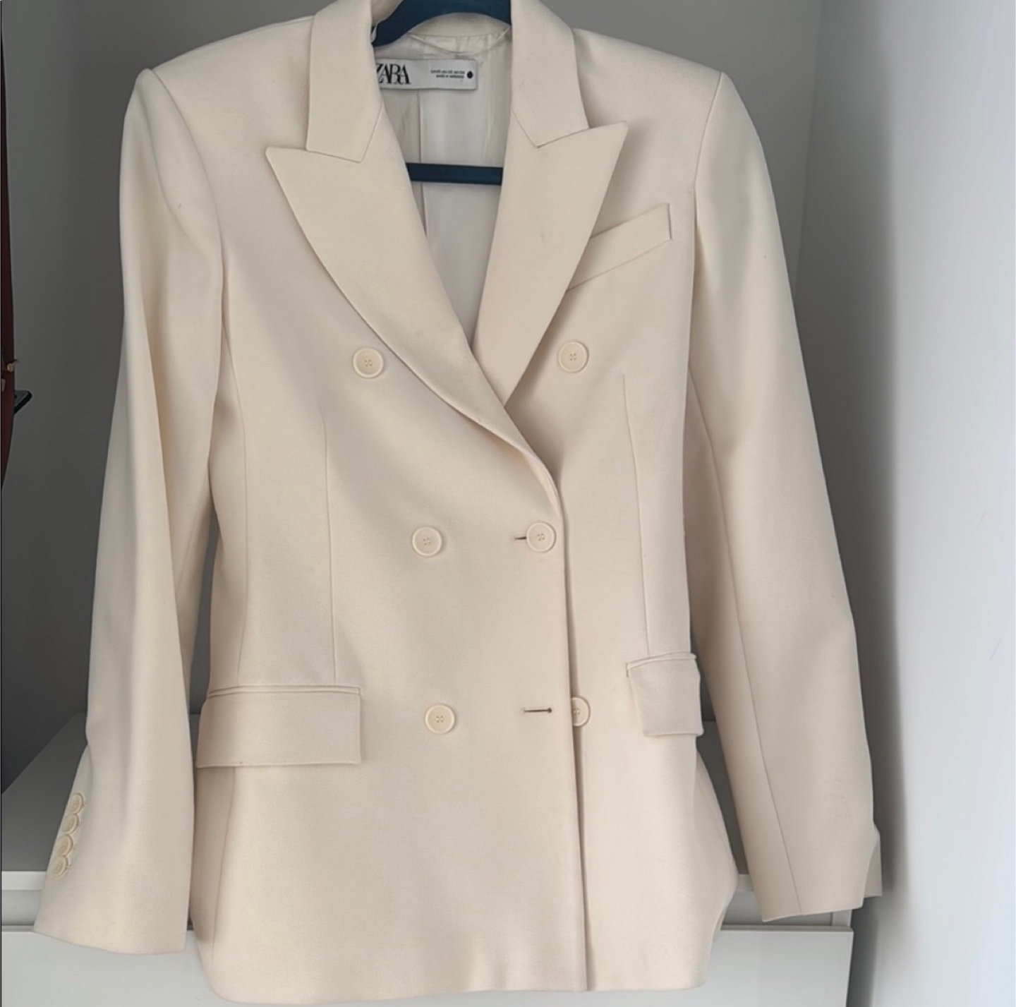 Zara Cream Double Breasted Blazer