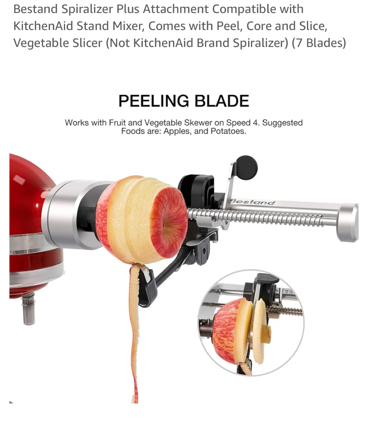 Bestand Spiralizer Compatible with KitchenAid Stand Mixer image indicator(3)
