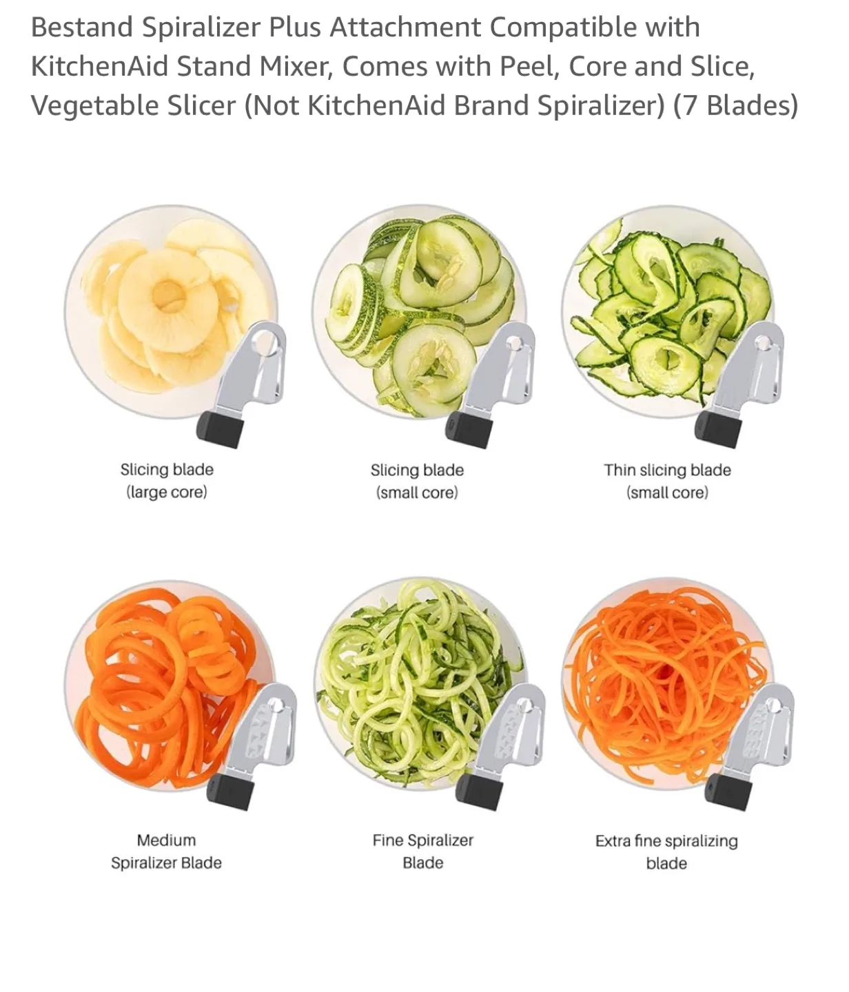 Bestand Spiralizer Compatible with KitchenAid Stand Mixer image indicator(5)