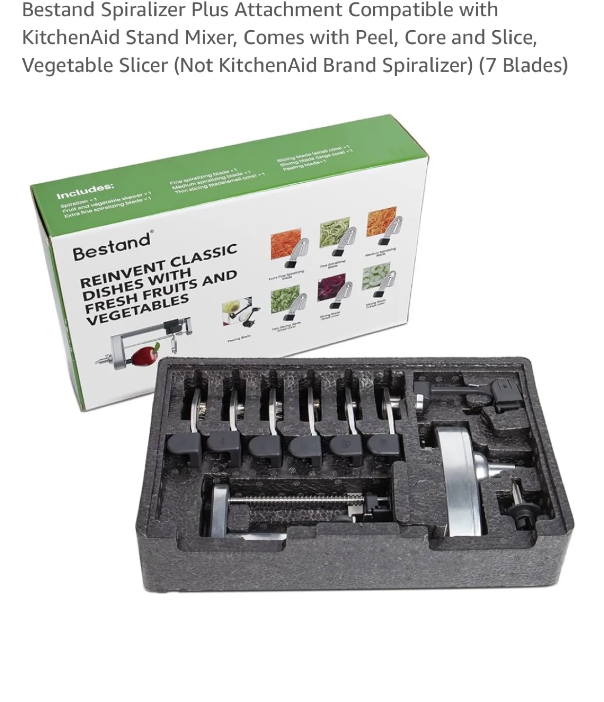 Bestand Spiralizer Compatible with KitchenAid Stand Mixer image indicator(6)