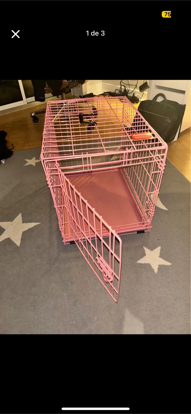 Top Paw 24" Folding Dog Crate - Pink thumbnail