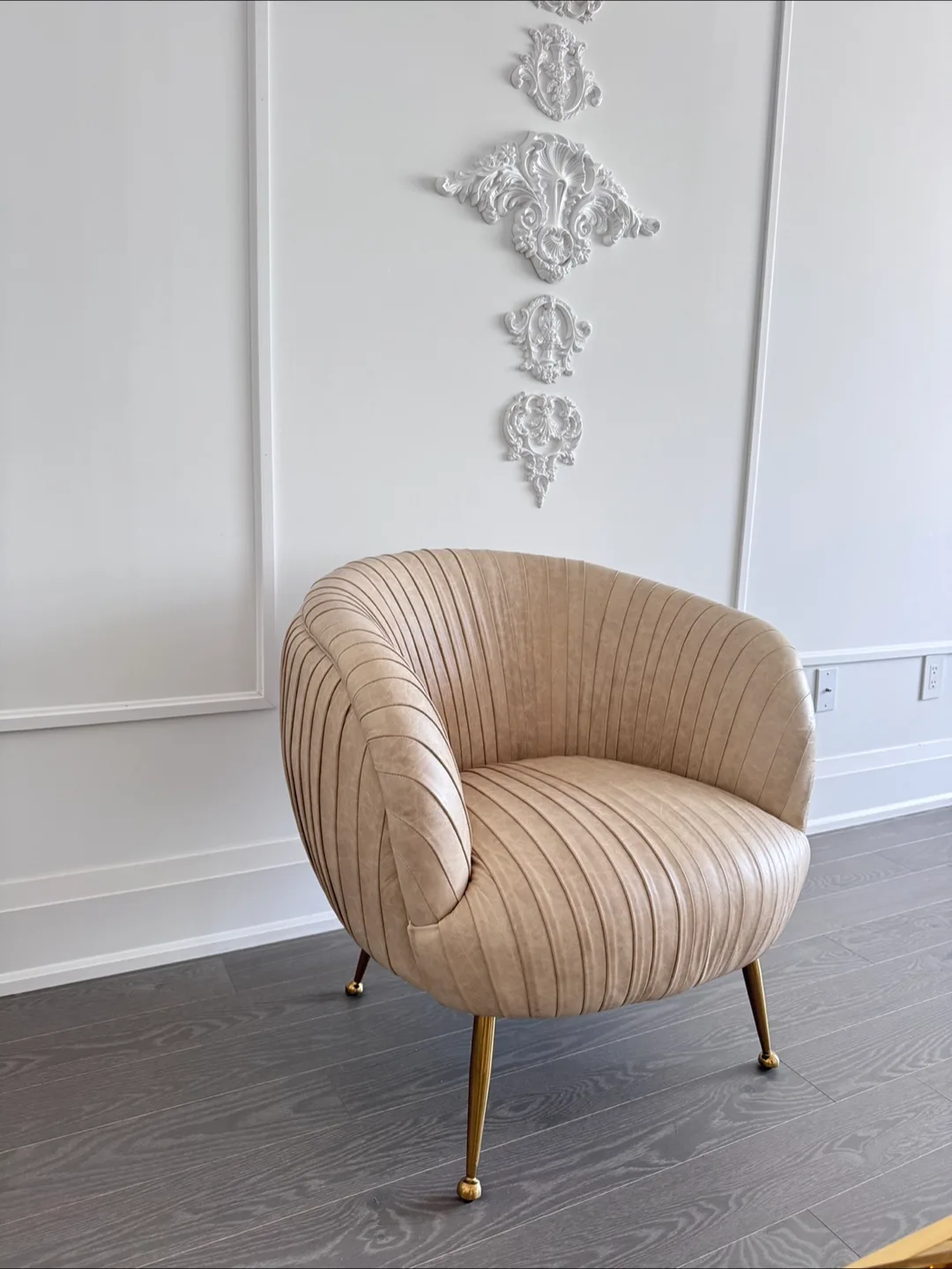 Accent Chair - Beige with Gold Legs thumbnail